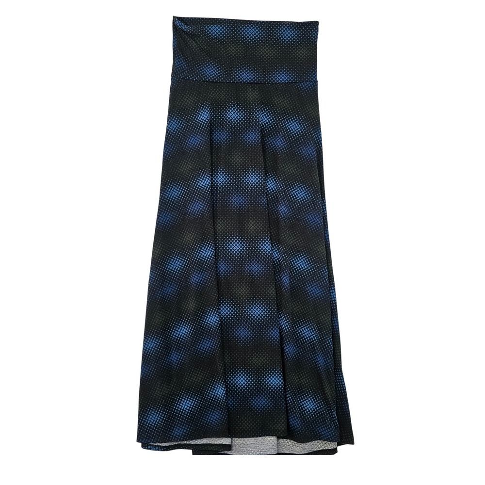 LuLaRoe‎ Maxi Skirt Womens Small Blue Black Geometric Dot Print Yoga Waistband